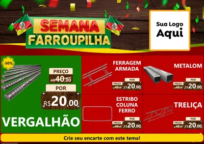 Modelo de Encarte para Encarte A4 Horizontal com o tema Semana Farroupilha para Ferragens