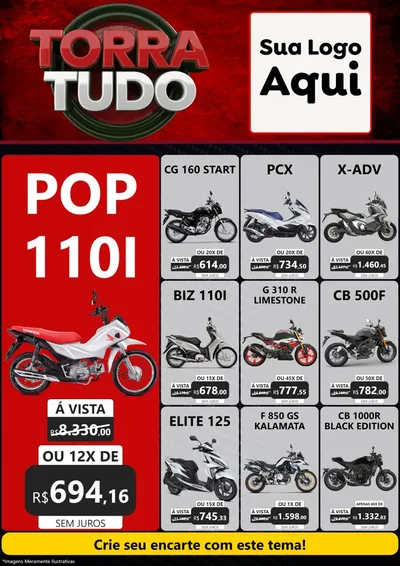 Modelo de Encarte para Encarte A4 Vertical com o tema Torra Tudo para Concessionaria de Motos
