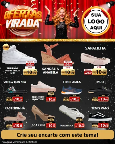 Modelo de Rede Social para Feed Instagram com o tema Ofertas da Virada para Calçados