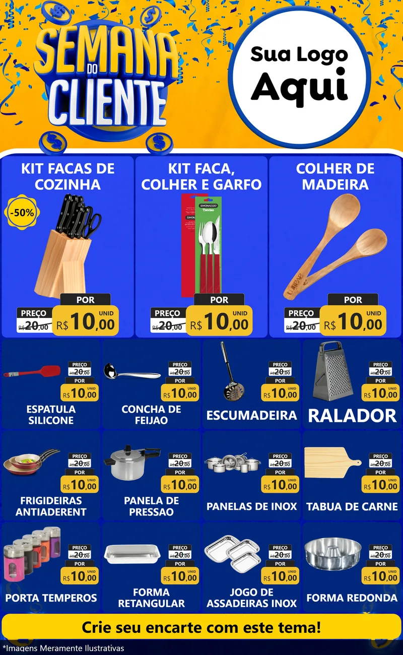 Modelo de Encarte para Encarte Grande com o tema Semana do Cliente para Utilidades Domésticas