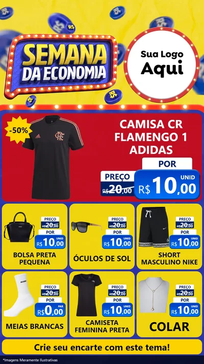 Modelo de Rede Social para Stories com o tema Semana da Economia para Roupas e acessórios