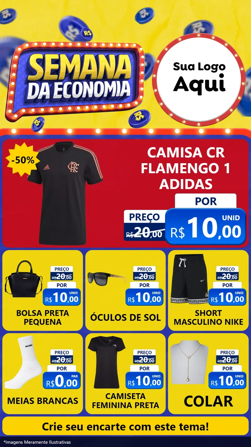 Modelo de Rede Social para Stories com o tema Semana da Economia para Roupas e acessórios
