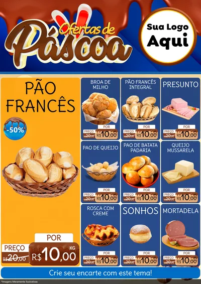 Modelo de Encarte para Encarte A4 Vertical com o tema Ofertas de Páscoa para Padaria