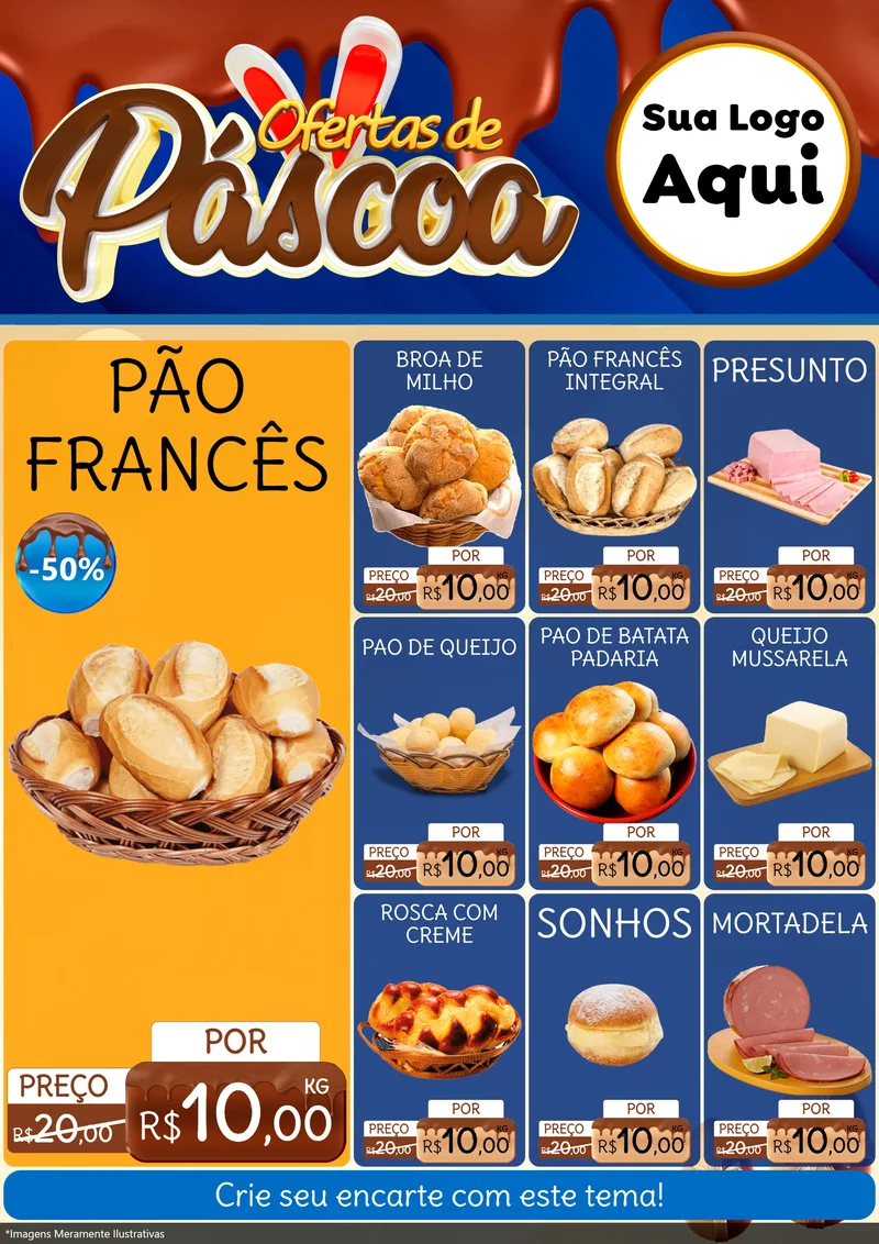 Modelo de Encarte para Encarte A4 Vertical com o tema Ofertas de Páscoa para Padaria