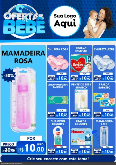Modelo de Encarte para Encarte A4 Vertical com o tema Ofertas do Bebê para Bebês