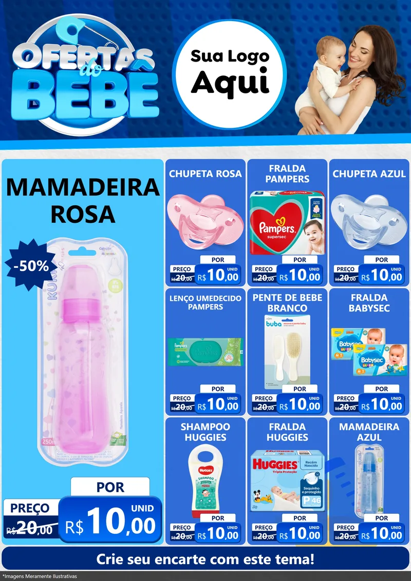 Modelo de Encarte para Encarte A4 Vertical com o tema Ofertas do Bebê para Bebês