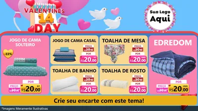 Modelo de TV para TV Horizontal com o tema Valentine's Day para Cama, Mesa e Banho