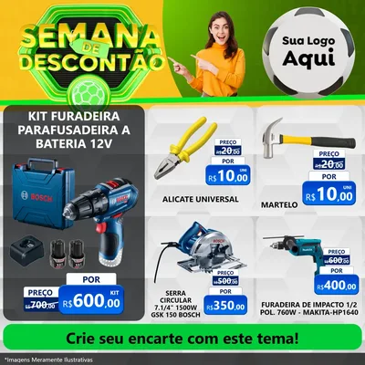 Modelo de Rede Social para Feed Facebook com o tema Semana de Descontão - Copa para Maquinas e Ferramentas