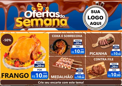 Modelo de Encarte para Encarte A4 Horizontal com o tema Ofertas da Semana - Páscoa para Assados