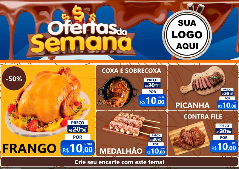 Modelo de Encarte para Encarte A4 Horizontal com o tema Ofertas da Semana - Páscoa para Assados