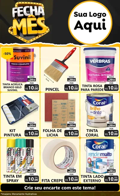 Modelo de Encarte para Encarte Grande com o tema Fecha Mês para Tintas e Ferramentas