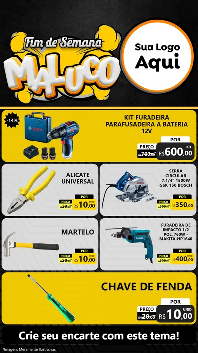 Modelo de TV para TV Vertical com o tema Fim de Semana Maluco para Maquinas e Ferramentas