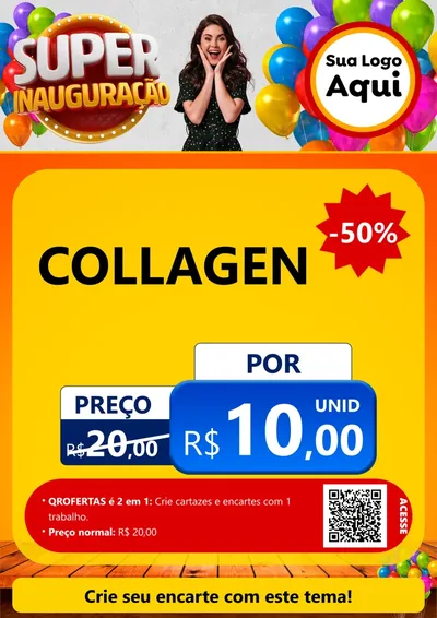 Modelo de Cartaz para Cartaz A4 Vertical com o tema Super Inauguração para Suplementos alimentares