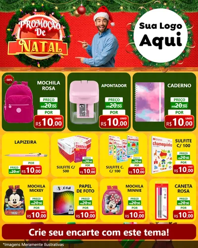 Modelo de Rede Social para Feed Instagram com o tema Promoção de Natal para Papelaria