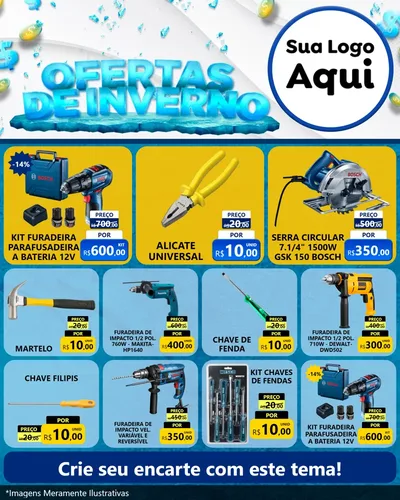 Modelo de Rede Social para Feed Instagram com o tema Ofertas de Inverno para Maquinas e Ferramentas