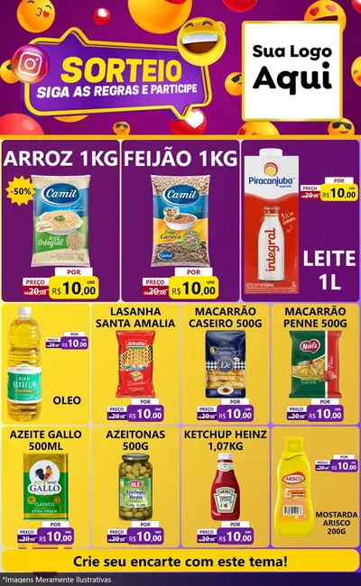 Modelo de Encarte para Encarte Grande com o tema Sorteio para Supermercado