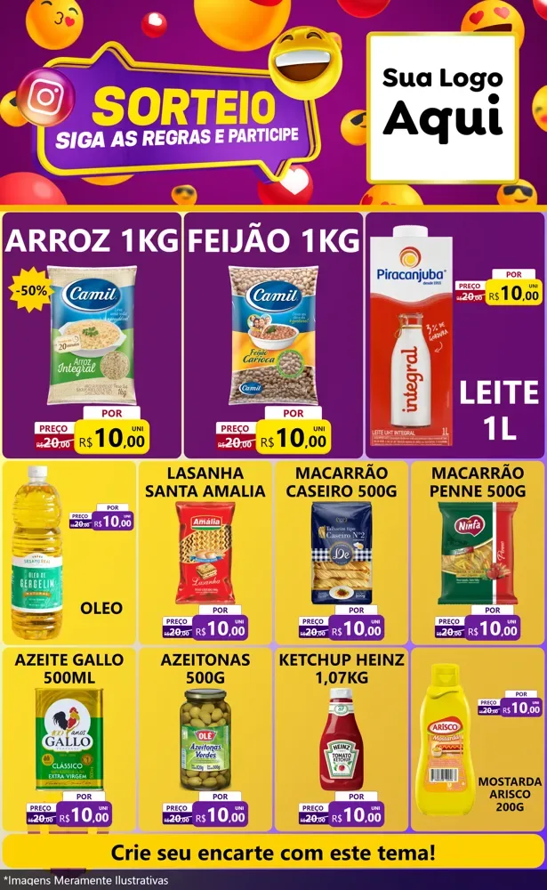 Modelo de Encarte para Encarte Grande com o tema Sorteio para Supermercado