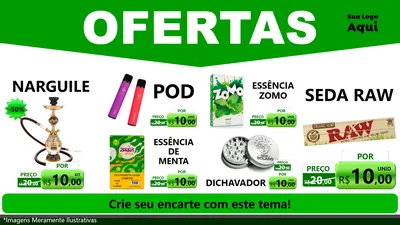 Modelo de TV para TV Horizontal com o tema Ofertas Verde Cartaz para Tabacaria