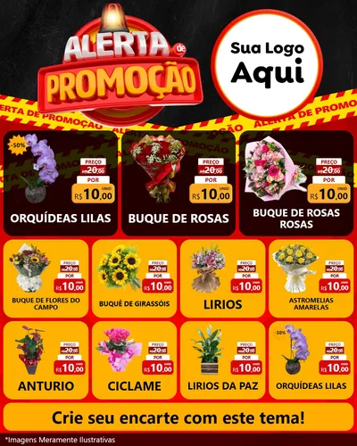 Modelo de Rede Social para Feed Instagram com o tema Alerta de Promoção para Floricultura e jardim