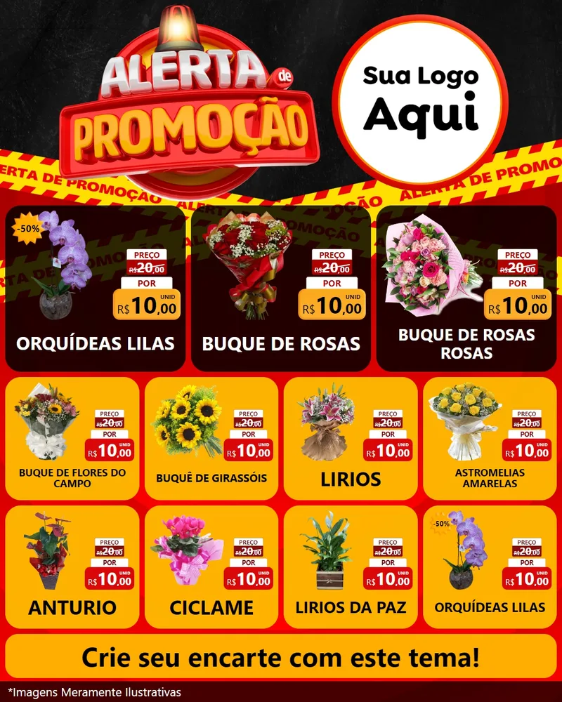Modelo de Rede Social para Feed Instagram com o tema Alerta de Promoção para Floricultura e jardim