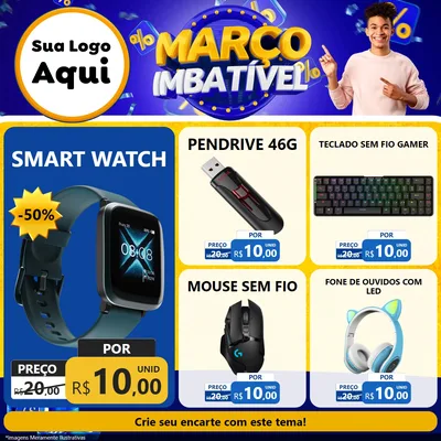 Modelo de Rede Social para Feed Facebook com o tema Março Imbatível para Informática