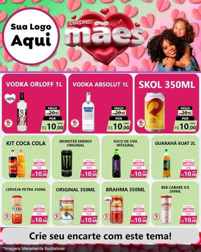 Modelo de Rede Social para Feed Instagram com o tema Dia das Mães para Distribuidora de bebidas