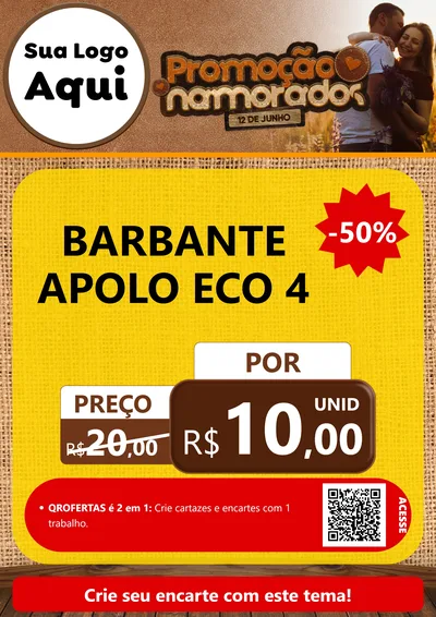 Modelo de Cartaz para Cartaz A4 Vertical com o tema Promoção Namorados para Armarinho e Aviamentos