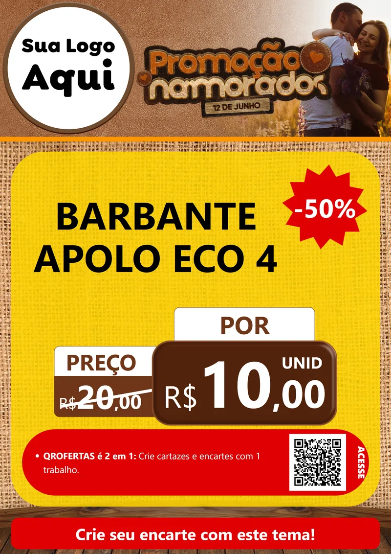 Modelo de Cartaz para Cartaz A4 Vertical com o tema Promoção Namorados para Armarinho e Aviamentos