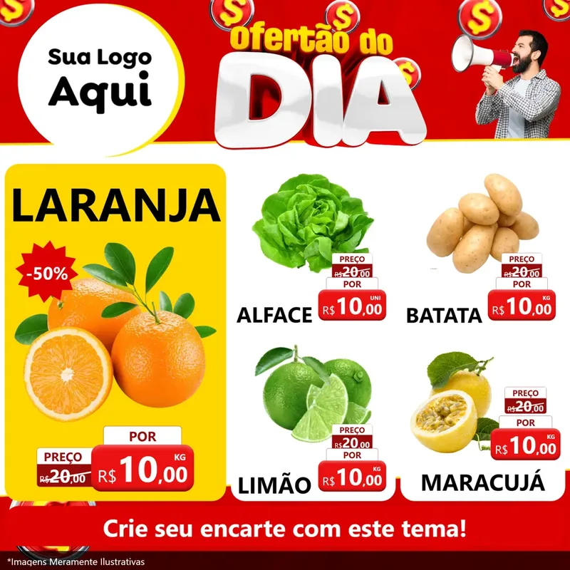 Modelo de Rede Social para Feed Facebook com o tema Ofertão do dia para Hortifrúti