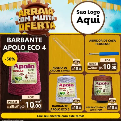 Modelo de Rede Social para Feed Facebook com o tema Ofertas de São João - Junina para Armarinho e Aviamentos