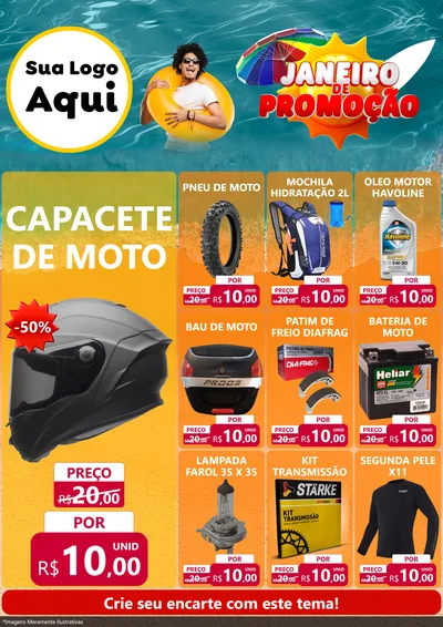 Modelo de Encarte para Encarte A4 Vertical com o tema Janeiro de Promoção para Moto peças