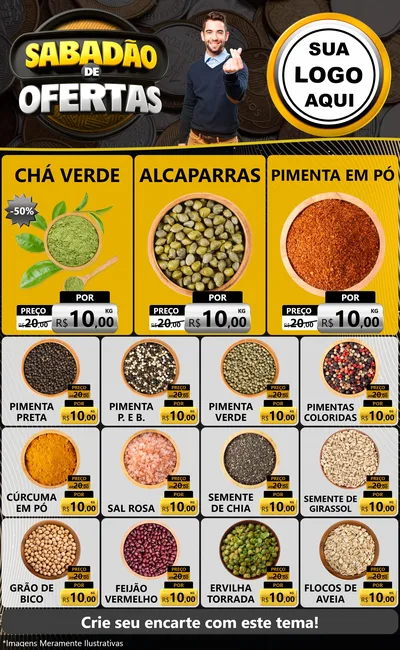 Modelo de Encarte para Encarte Grande com o tema Sabadão de Ofertas para Produtos Naturais