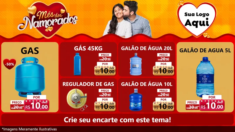 Modelo de TV para TV Horizontal com o tema Mês dos Namorados para Água e gás