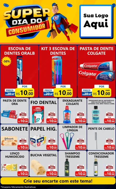 Modelo de Encarte para Encarte Grande com o tema Super Dia do Consumidor para Higiene Pessoal