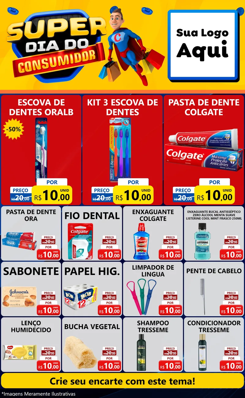 Modelo de Encarte para Encarte Grande com o tema Super Dia do Consumidor para Higiene Pessoal