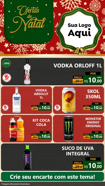 Modelo de TV para TV Vertical com o tema Natal de Ofertas para Distribuidora de bebidas