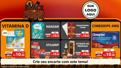 Modelo de TV para TV Horizontal com o tema Black Friday para Farmácia