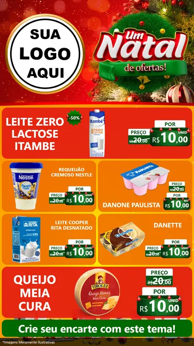 Modelo de TV para TV Vertical com o tema Um Natal de Ofertas para Frios e Laticínios