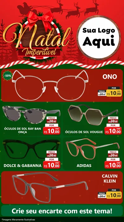 Modelo de TV para TV Vertical com o tema Natal Imperdível para Óticas