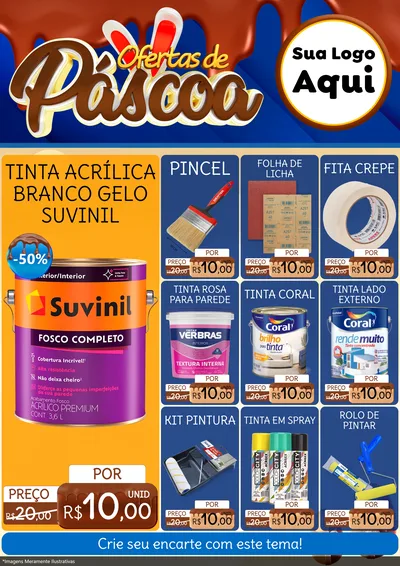 Modelo de Encarte para Encarte A4 Vertical com o tema Ofertas de Páscoa para Tintas e Ferramentas