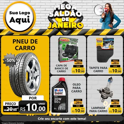 Modelo de Rede Social para Feed Facebook com o tema Mega Saldão de Janeiro para Auto peças