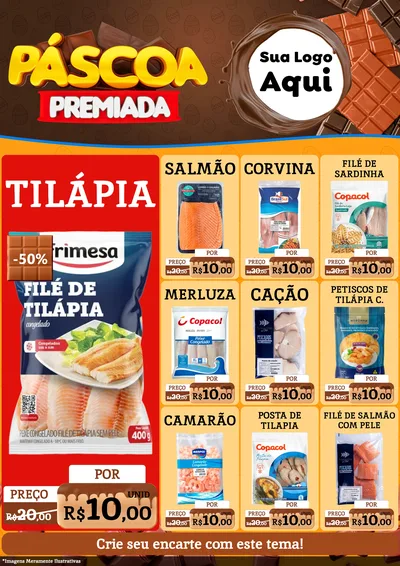 Modelo de Encarte para Encarte A4 Vertical com o tema Páscoa Premiada para Peixaria