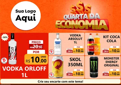 Modelo de Encarte para Encarte A4 Horizontal com o tema Quarta da Economia para Distribuidora de bebidas