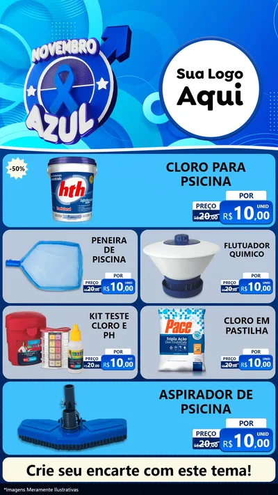 Modelo de TV para TV Vertical com o tema Novembro Azul para Produtos para Piscina