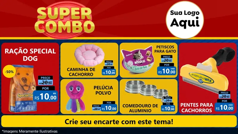 Modelo de TV para TV Horizontal com o tema Super Combo para Pet Shop