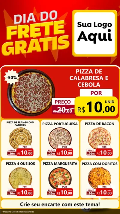 Modelo de Rede Social para Stories com o tema Dia do Frete Grátis para Pizzaria