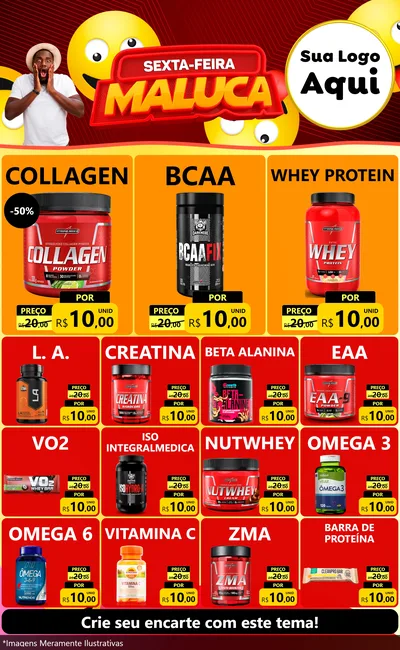Modelo de Encarte para Encarte Grande com o tema Sexta-feira Maluca para Suplementos alimentares