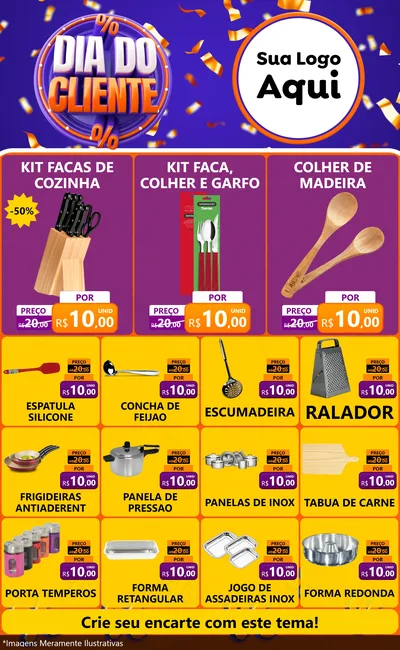 Modelo de Encarte para Encarte Grande com o tema Dia do Cliente para Utilidades Domésticas
