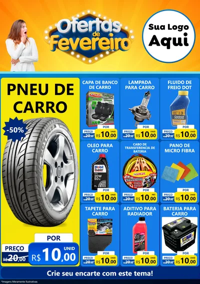 Modelo de Encarte para Encarte A4 Vertical com o tema Ofertas de Fevereiro para Auto peças