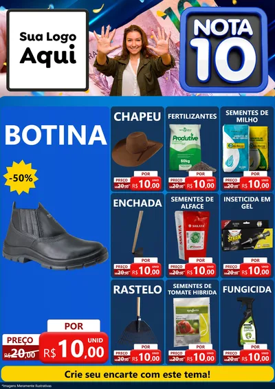 Modelo de Encarte para Encarte A4 Vertical com o tema Nota 10 para Agropecuária
